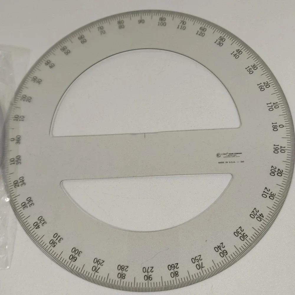 Set Of‎ 2 360 Clear Protractor Diameter Circle C-Thru Ruler Co. VTG 8